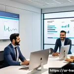 성장 구간 파악을 위한 협업 도구 활용 - **Prompt:** A dynamic, bright, and modern office setting with a diverse team of professionals (men a...