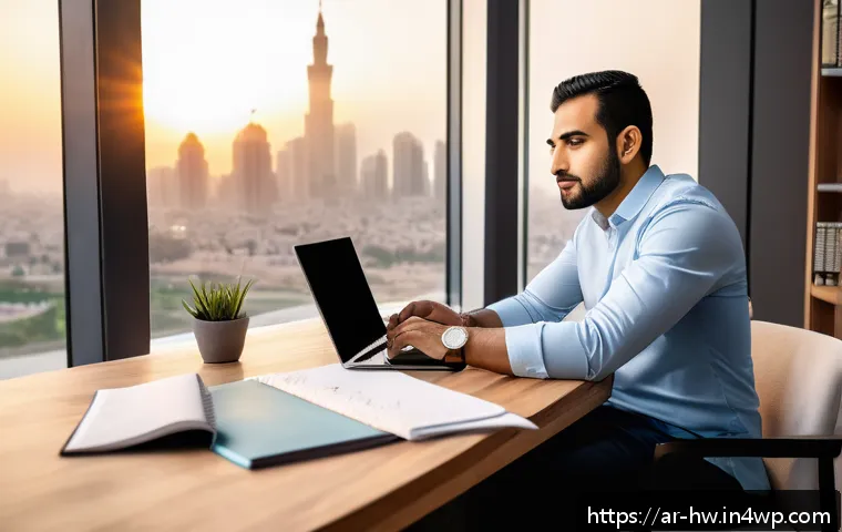 최적 성장 구간 예측을 위한 이론적 접근 - A professional Arab man in his early 30s wearing smart casual attire, sitting at a modern desk with ...