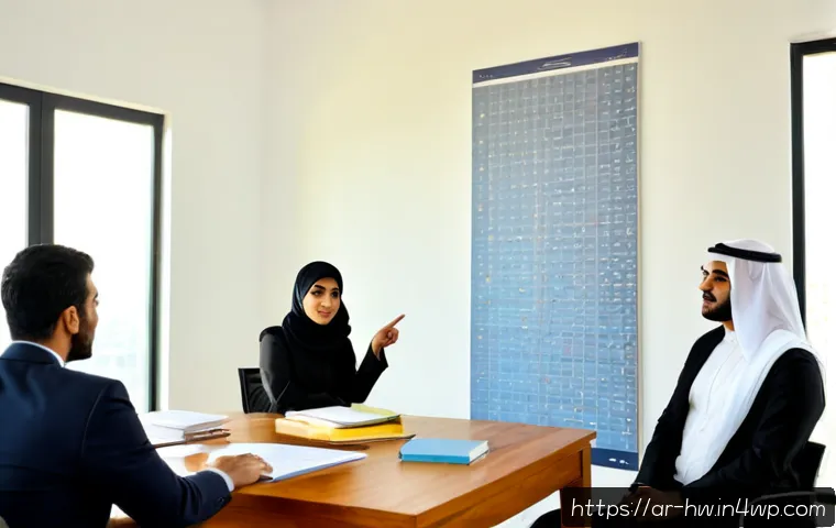 성장 구간의 변화에 따른 전략 조정 방안 - Photorealistic business strategy meeting in a modern Middle Eastern office, diverse Arab professiona...
